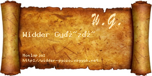 Widder Győző névjegykártya